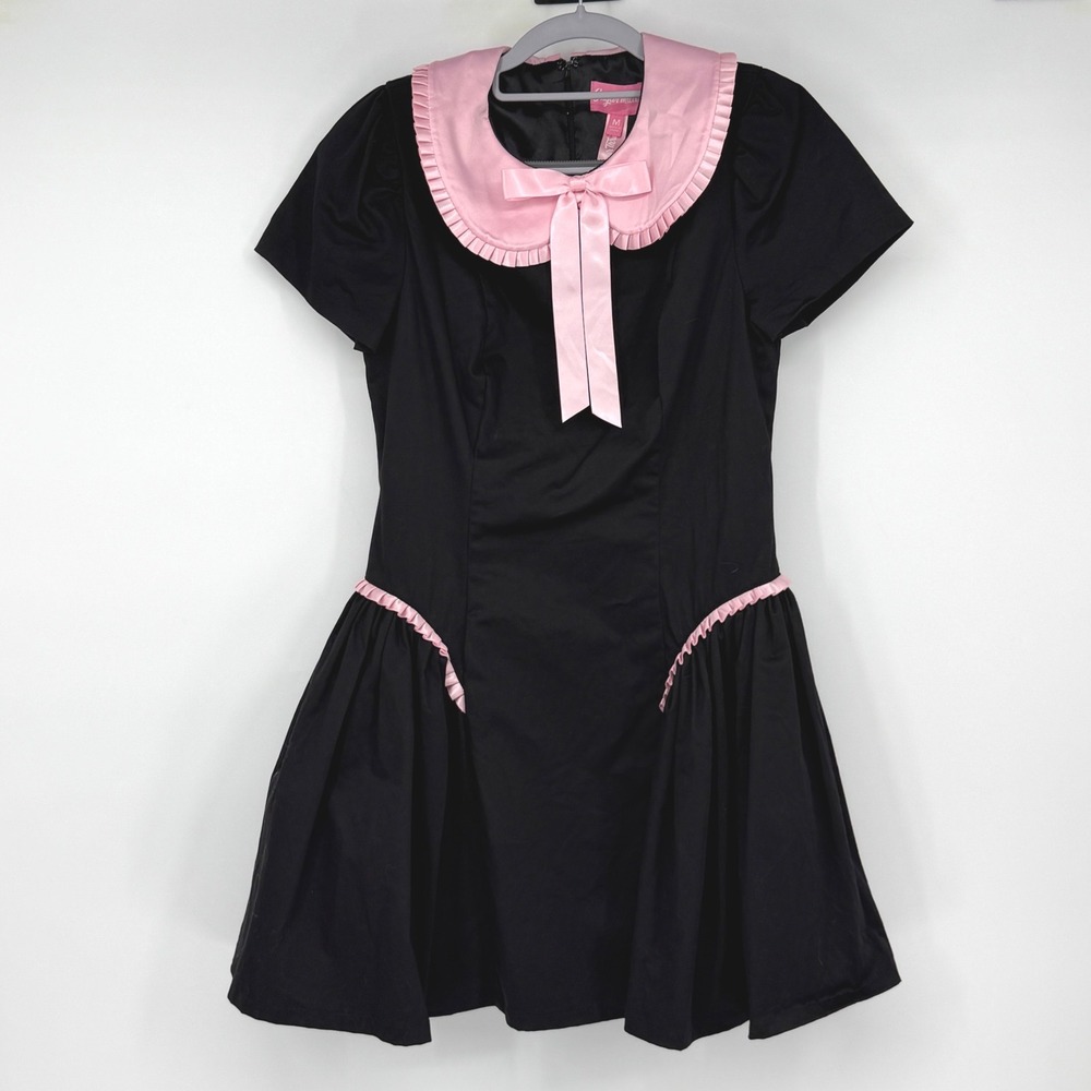 Sugar Thrillz Pastel Goth Bow Mini Dress M Black Pink Lolita Dolls Kill